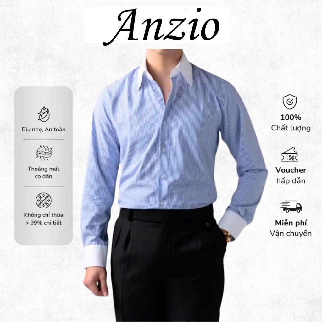 Áo sơ mi nam cải cổ vải Oxford form Hàn Quốc Anzio ASMCC001