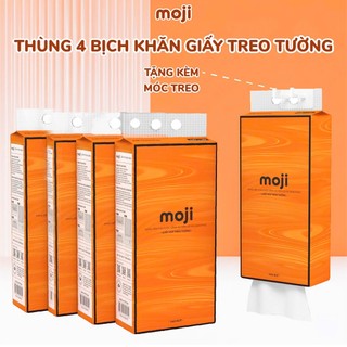   Live  THÙNG 4 TÚI Khăn giấy rút treo tường MOJI giấy vệ sinh 4 lớp 1360 tờ siêu dai và mềm mịn không chất tẩy trắng 