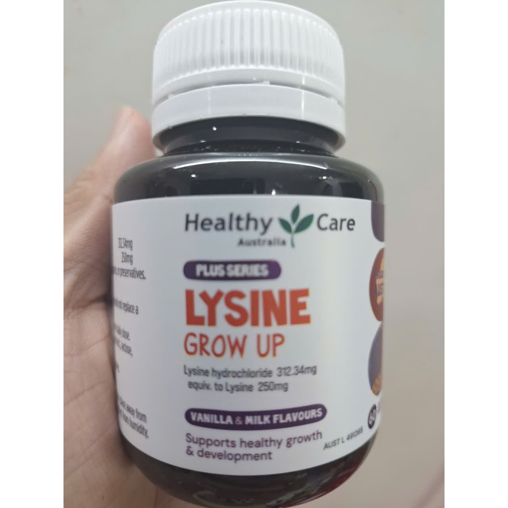 (Hàng Úc) Kẹo nhai bổ sung Lysine cho bé Healthy Care Lysine Grow Up Plus Series 60 viên