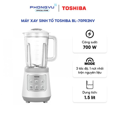 Máy xay sinh tố Toshiba BL-70PR1NV - 2 Cối, Lưỡi Dao 6 Cánh 3 Lớp, 3 Tốc Độ + Nhồi, Đé Chống Trượt - Bảo hành 12 tháng