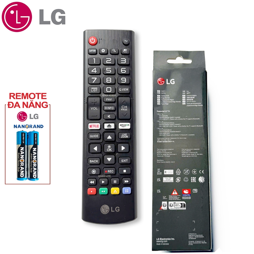 REMOTE ĐIỀU KHIỂN TIVI LG SMART NGẮN Đời Mới NETFLIX-AMAZON Hàng Chuẩn Loại 3 nút trắng Logo LG cao cấp