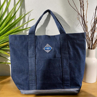 Túi Tote Jean Nữ Phối Sọc – Size Lớn Đựng Nhiều, Có Khóa Kéo & Túi Con Bên Trong – Form Đẹp Du Lịch Tiện Dụng Kapun