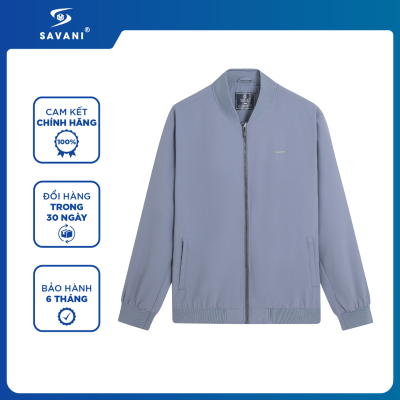 Áo Khoác Lót Thường Nam SAVANI, Áo Khoác Cổ Bomber Cản Bụi, Cản Gió, Chống Nước MAKT079W5
