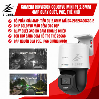  Camera IP ColorVu Hikvision DS-2DE2C400SCG-E F0  – Có Màu Ban Đêm Quay Quét 360° Đàm Thoại 2 Chiều 