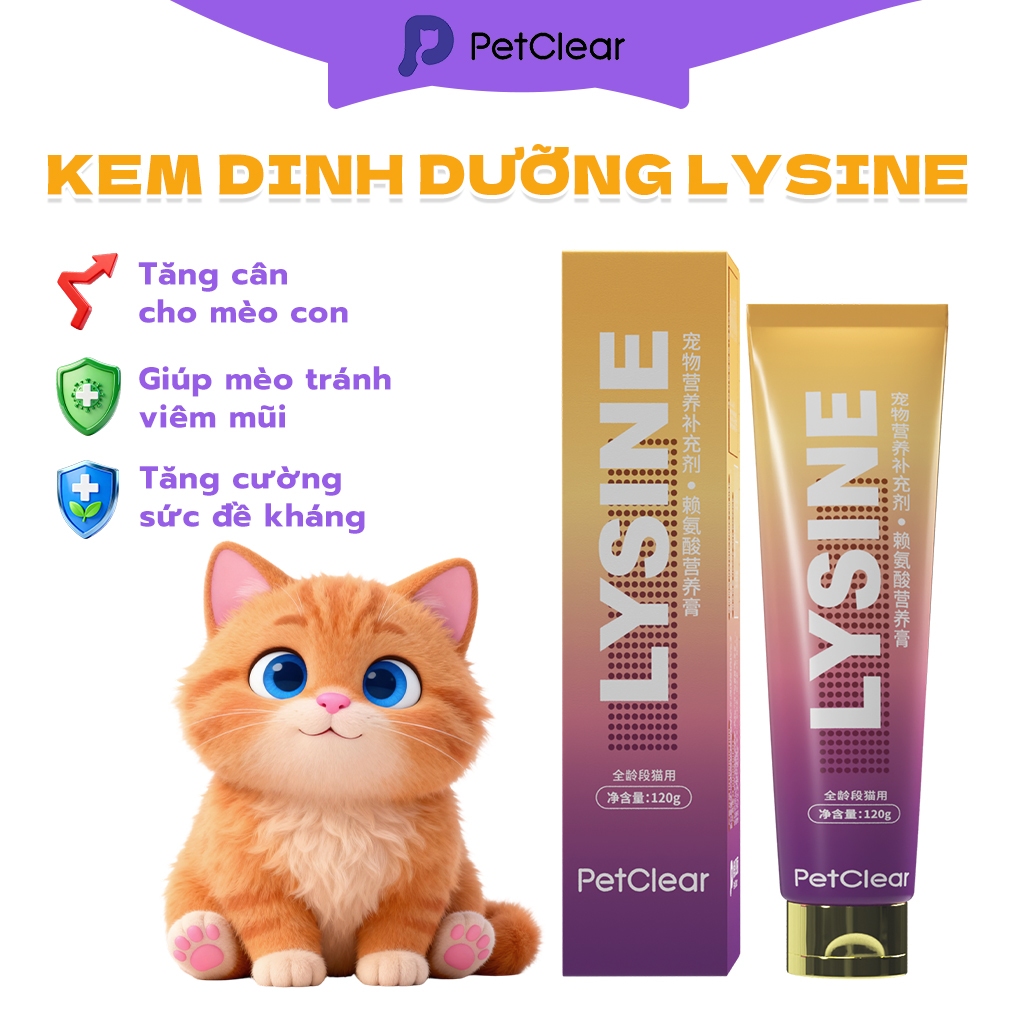 【Mua 2 tặng 1】Petclear Gel Dinh Dưỡng Cho Mèo – Chứa L-Lysine & Taurine, Tăng Sức Đề Kháng, Hỗ Trợ Hô Hấp