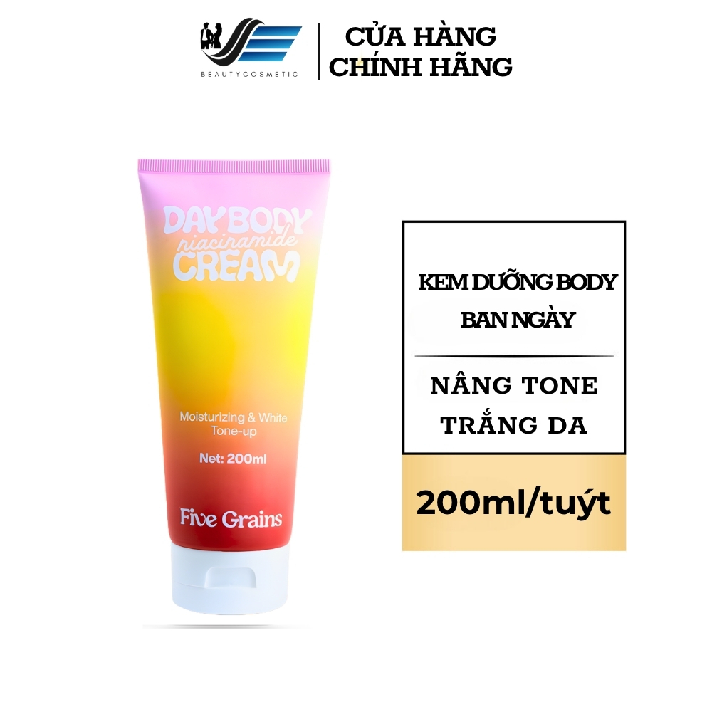 Kem Body Nâng Tone Five Grains 200ml Chính Hãng – Kem Dưỡng Ban Ngày, Cấp Ẩm Dưỡng Thể Trắng Da Toàn