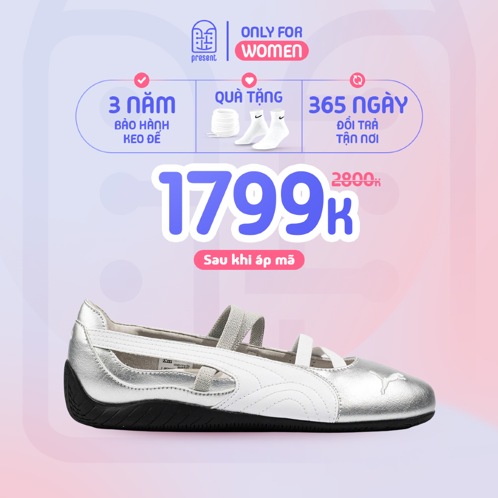 Giày Puma Speedcat Ballet 'Silver' chính hãng, Puma Búp Bê Bạc real fullbox Present Only For Women