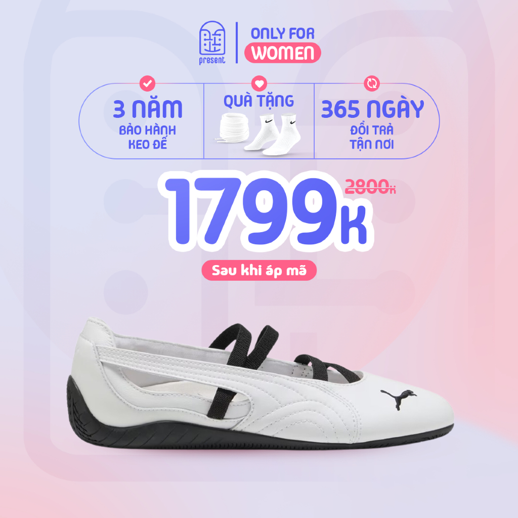 Giày Puma Speedcat Ballet 'White' chính hãng, Puma Búp Bê Trắng real fullbox Present Only For Women