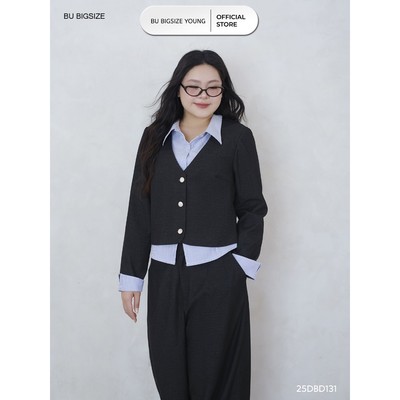 Set vest giả 2 lớp phối kẻ BIGSIZE (55kg đến 95kg) - 25DBD131 - [BU Bigsize Young]