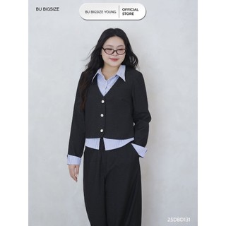  Set vest giả 2 lớp phối kẻ BIGSIZE  55kg đến 95kg  - 25DBD131 -  BU Bigsize Young  