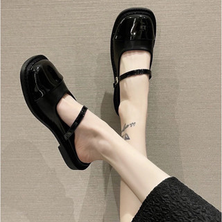 [Peinn] Giày Búp Bê Nữ Lolita, Sục Da Bóng Mũi Tròn Quai Ngang hót 2025