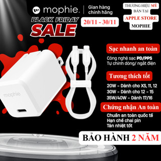  Bộ Combo sạc nhanh Mophie PD 20w 30w 35w 40w GaN Type C - Cho ip 6 đến ip 17 Series - Bảo hành 24 tháng 