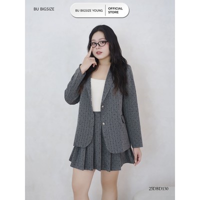 Set Blazer + chân váy xếp ly BIGSIZE (55kg đến 95kg) - 25DBD130 - [BU Bigsize Young]