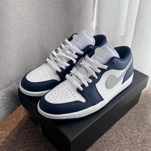Giày Jd1 low JD Navy Vệt Xám nam nữ Hakamia size 36>43, Giày JD nam nữ bản Best full bill box