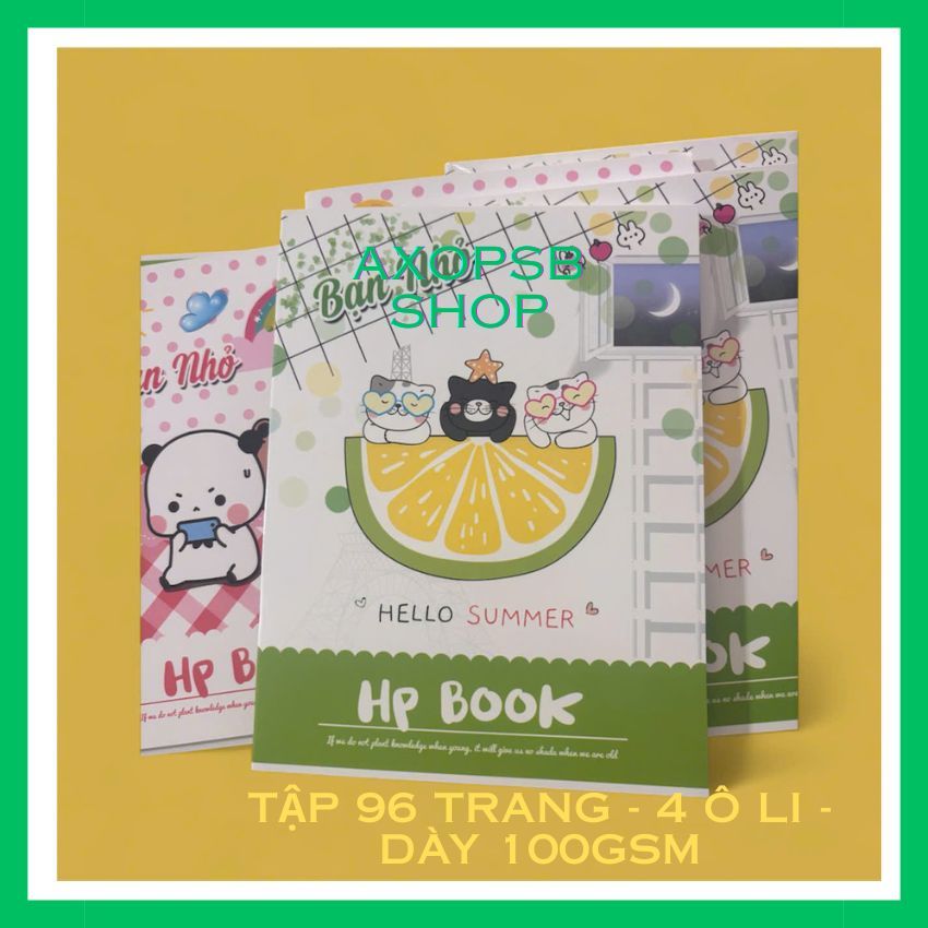 1 Cuốn Tập 96 Trang - Ngẫu Nhiên Loại 4 Ô li, Dày 100 gsm; AXOPSB