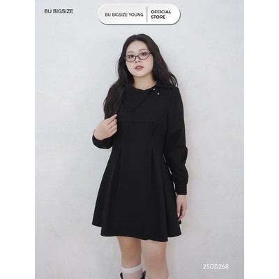 Đầm cổ lệch xếp ly eo BIGSIZE (55kg đến 95kg) – 25DD268  - [BU Bigsize Young]