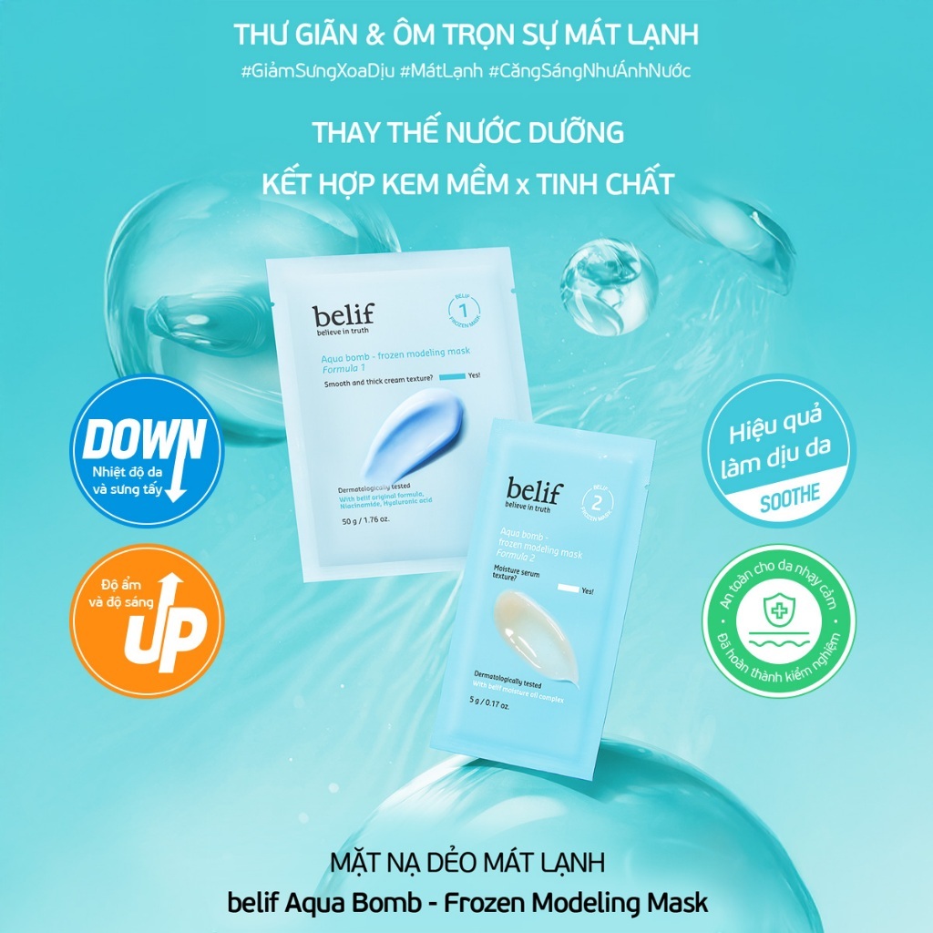 [belif Official] Mặt nạ thạch làm dịu và hỗ trợ dưỡng sáng belif Aqua Bomb Frozen Modeling Mask | BigBuy360 - bigbuy360.vn