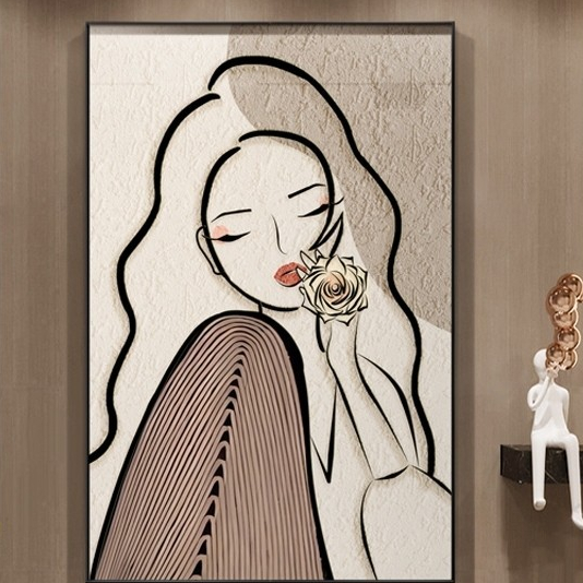 Tranh cô gái trừu tượng treo tường decor phòng ngủ background chụp ảnh live shop Spa vintage phòng k