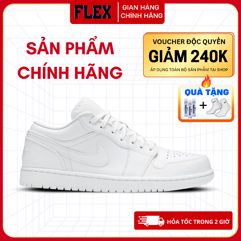 Giày Chính Hãng Jordan Triple White màu trắng Flex Shoes