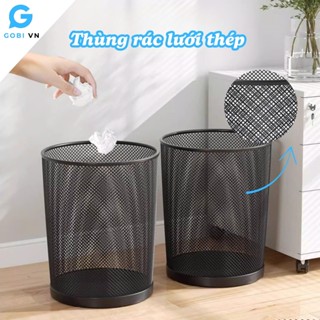  Thùng rác lưới thép màu đen GOBI công nghệ nướng kim loại,giỏ đựng giấy vụn văn phòng sọt đựng quần áo bẩn  