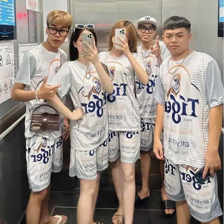 Bộ quần áo loang cộc tay, Bộ đồ nam thoáng mát thấm hút tốt BIA TIGER BẠC - Chất liệu Thun Lạnh K1