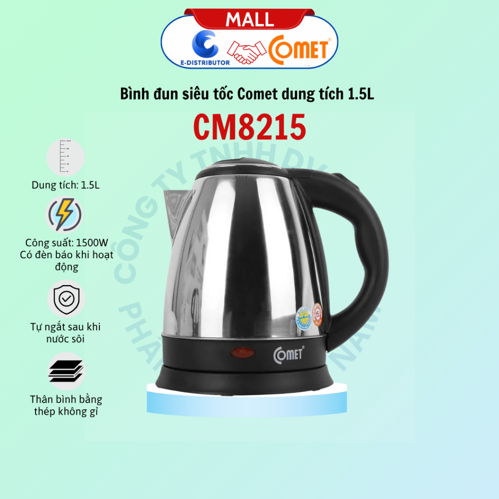 Bình đun siêu tốc Comet CM8215 (1.5L) - Hàng Chính Hãng