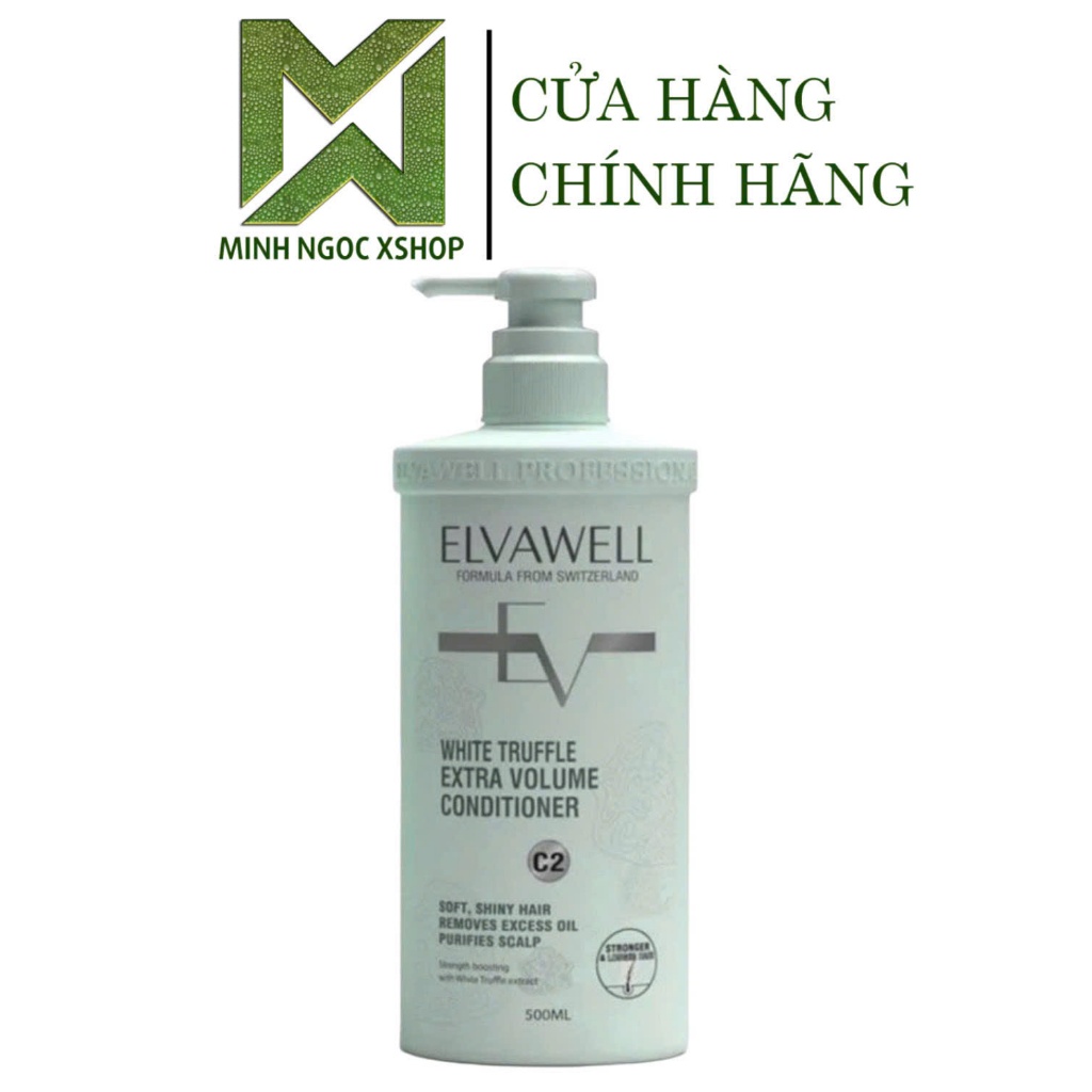 Dầu Xả Cho Tóc Dầu Bết ELVAWELL White Truffle Extra Volume C2 500ML, Màu Xanh