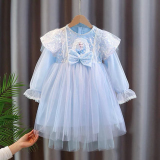 Váy đầm elsa dài tay cho bé gái. Váy đầm cho bé