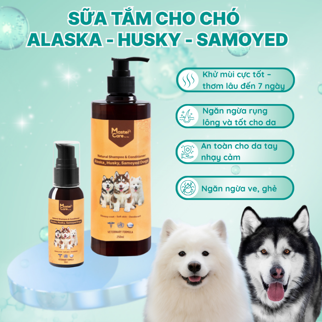 Sữa tắm Chó Alaska, Husky, Samoyed MasterCare thơm lâu, khử mùi hôi, mượt lông, không cay mắt