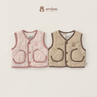  Áo Khoác Gile 2 Mặt Trần Bông Hình Thêu Cho Bé Trai Bé Gái Embes Áo Gile Vải Nhung Tăm Size 8-18kg 