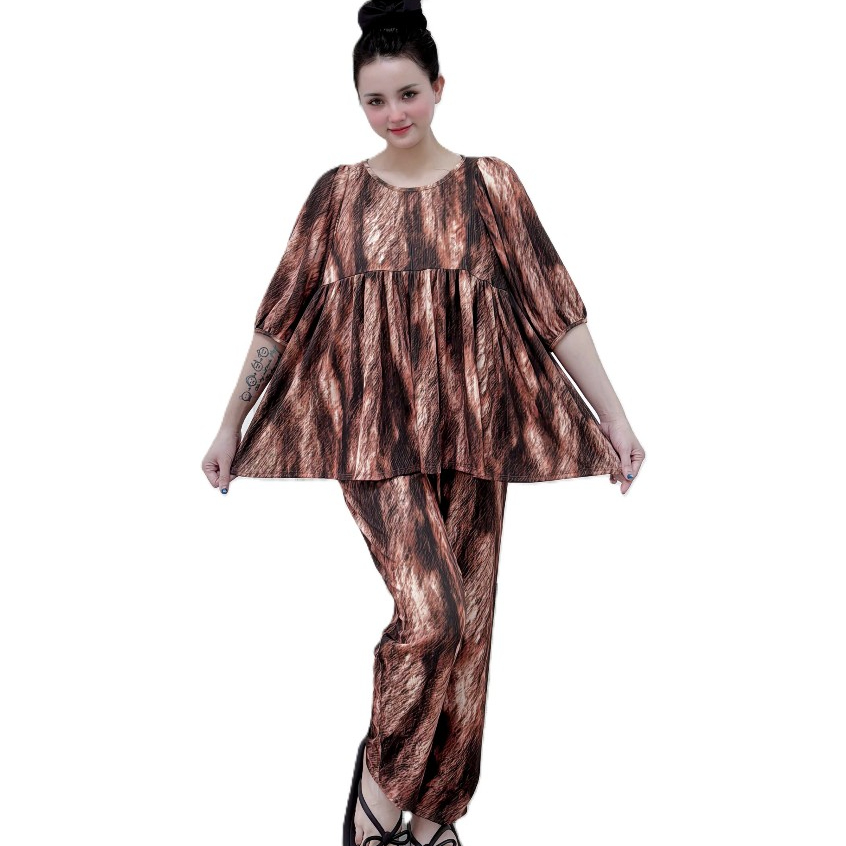 bộ đồ babydoll thun gân tay lửng mặc nhà, màu sắc nhẹ nhàng đơn giản B033