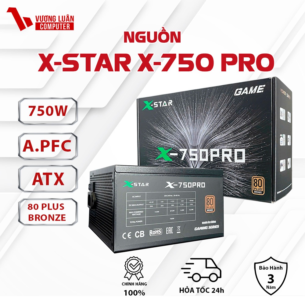 Bộ nguồn X-STAR X-750 PRO 750w 80Plus Bronze Chính Hãng