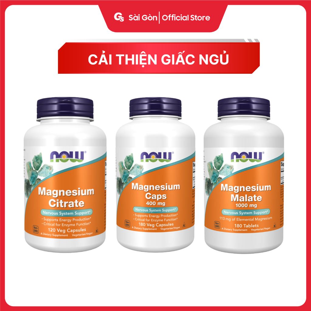 Viên uống Now Magnesium, hỗ trợ sức khỏe, giấc ngủ, cơ bắp - Gymstore