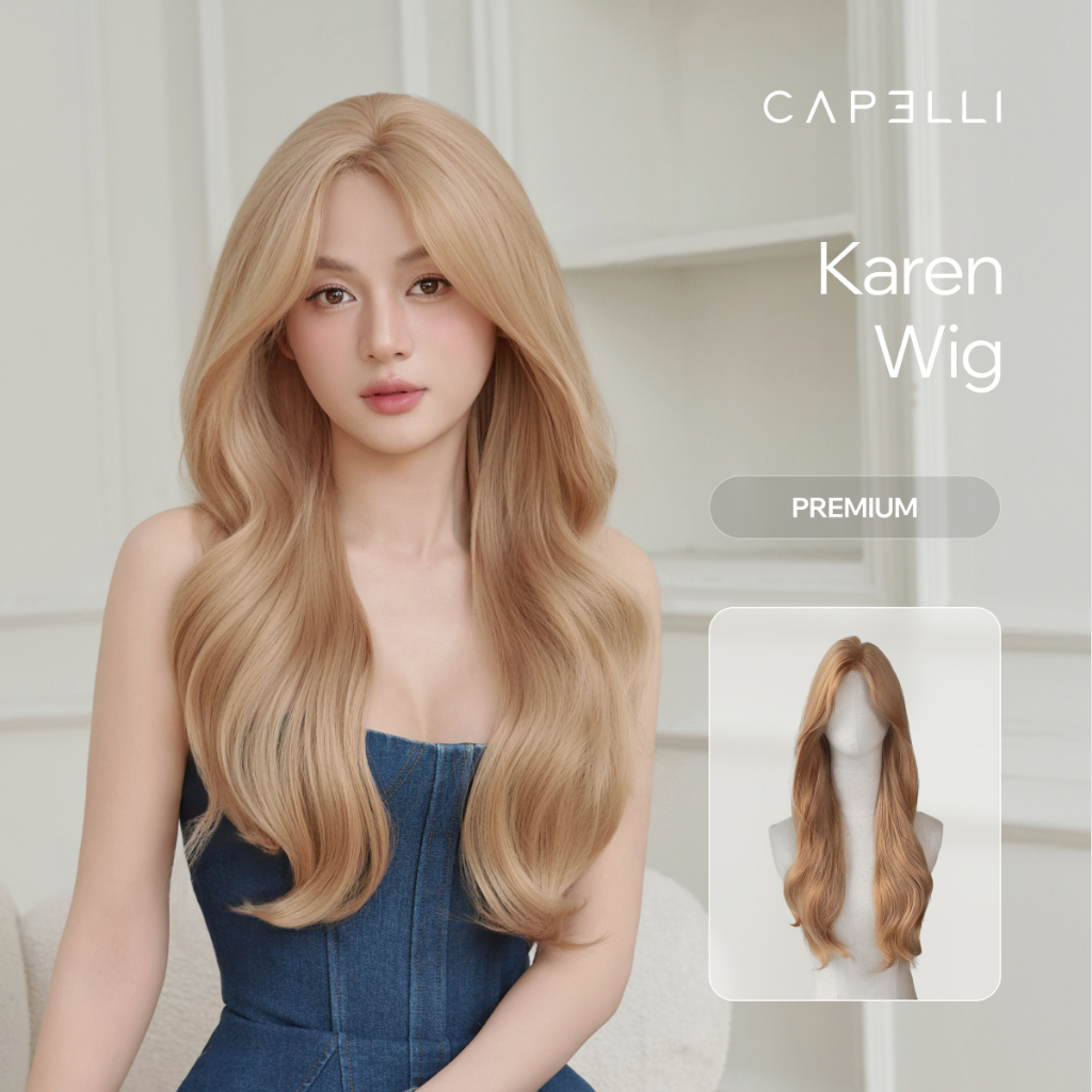 Tóc Giả Nguyên Đầu Siêu Da Lưới Lace CAPELLI Xoăn Lơi Mái Bay Màu Tẩy Karen Premium Wig