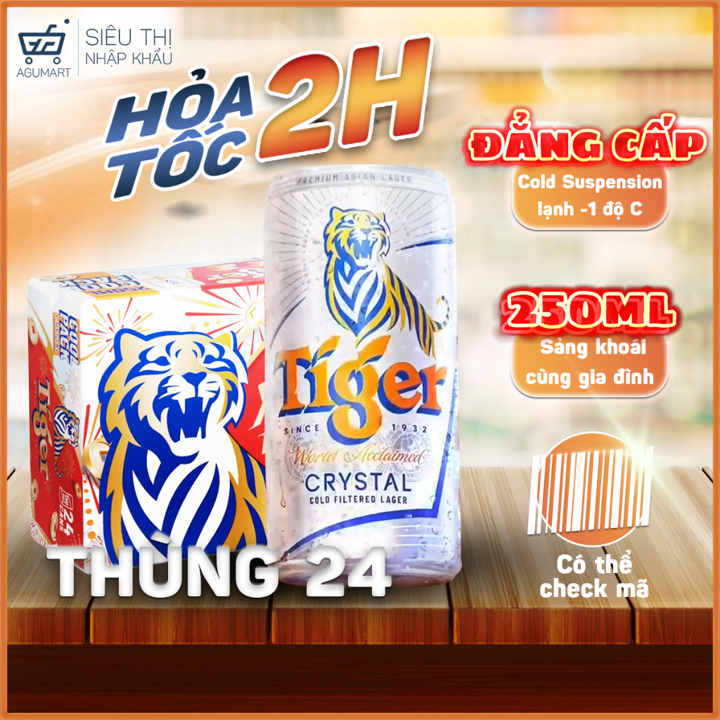 [HỎA TỐC - MẪU TẾT 2026] Bia Tiger Bạc 250ml thùng 24 lon
