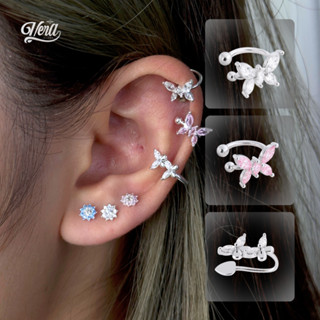  Khuyên tai kẹp bạc S925 hồ điệp nơ bướm lấp lánh đính đá Cz cao cấp VERA SILVER Không cần xỏ lỗ  BH trọn đời  