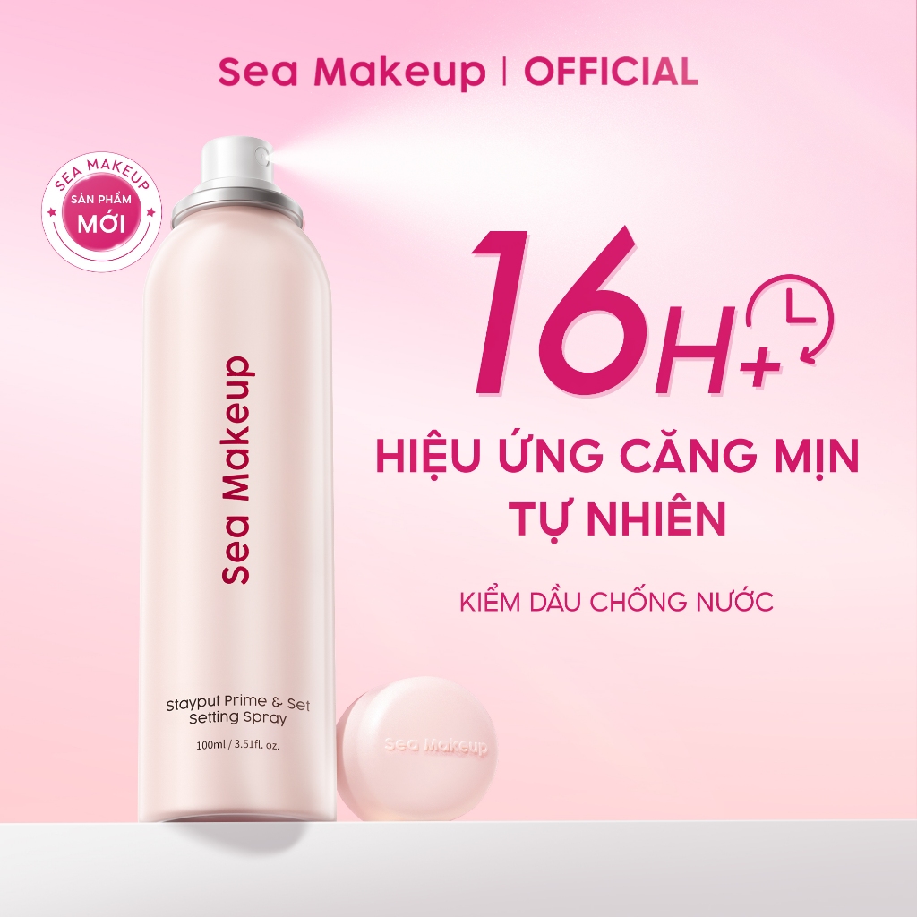 [MỚI] Xịt khoá nền Sea Makeup Stayput Prime & Set Setting Spray Hỗ trợ dưỡng ẩm lâu trôi và hiệu quả lì mịn 100ml