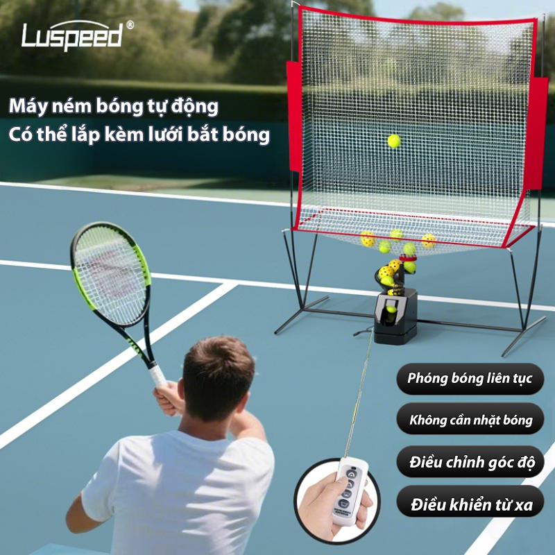 Giao hàng nhanh - Máy ném bóng Tennis & Pickleball Luspeed - Tặng kèm 10 quả bóng Tennis