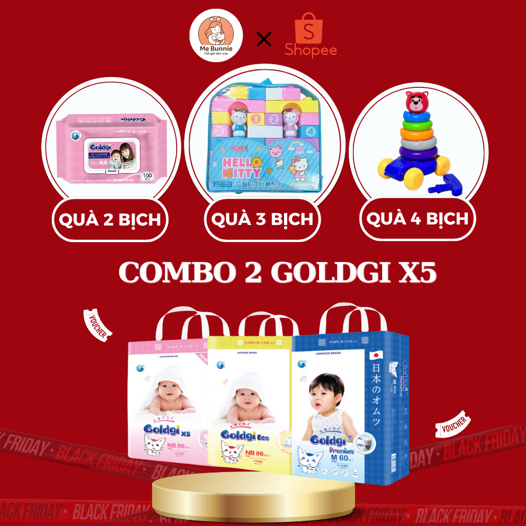 [GIÁ SỐC] Combo 2 Bỉm Dán & Quần Goldgi+, Goldgi X5, Goldgi Eco Nội Địa Nhật - Size NB/S/M/L/XL/XXL 