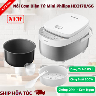 Nồi cơm điện tử mini Philips HD3170/66, Công suất 600W, Dung tích 0.85 lít, Bảo hành 12 tháng