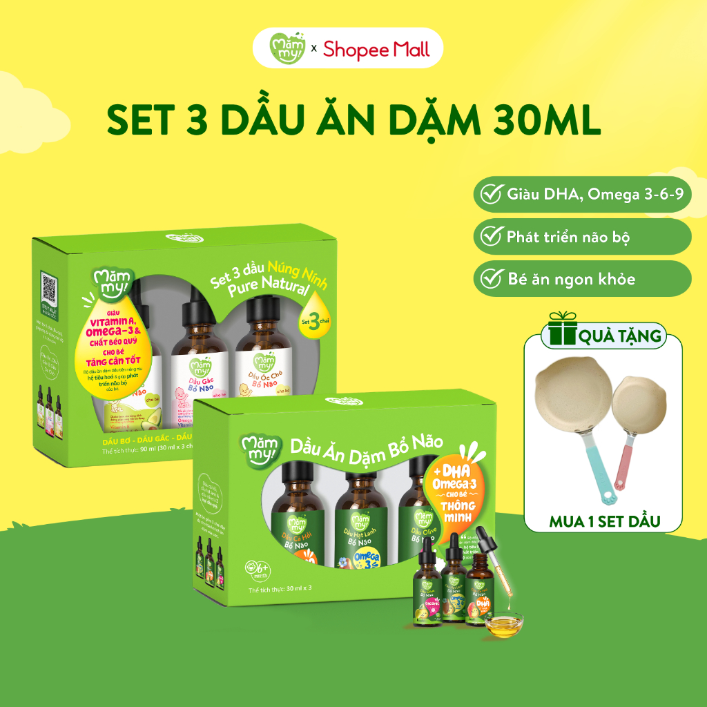Dầu ăn dặm cho bé Mămmy Cá hồi Hạt lanh Olive Óc chó Gấc đỏ Bơ bổ sung DHA Omega 3,6,9 cho bé 6 thán