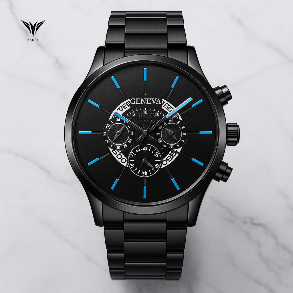 [Tặng Cắt Dây ĐH] Đồng Hồ Nam MADEM GENEVA Pin-Quartz Dây Thép Không Gỉ 41.5mm