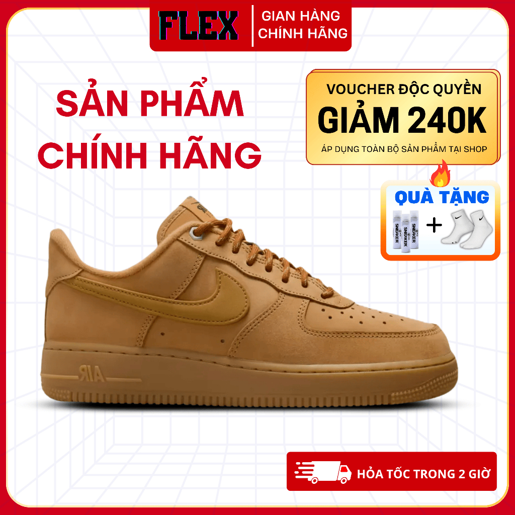 Giày AF1 Low ‘Flax’ 2019 CJ9179-200 chính hãng, AF1 Nâu cho nam nữ FLEX SHOES