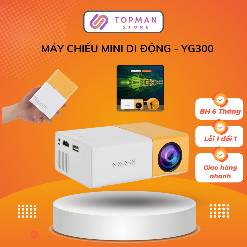 Máy Chiếu Mini YG300 Di Động Full HD, Kết Nối HDMI/USB, Chiếu Phim, Thuyết Trình, Học Tập & Giải Trí