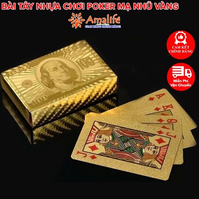 Bài Tây Chơi Poker Mạ Nhũ Vàng Chính Hãng Amalife – 54 Lá Bài Tây Bằng Nhựa Dẻo Chống Nước, Chống Gãy