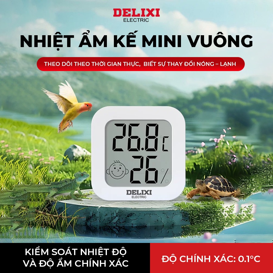 Nhiệt Kế Phòng Điện Tử, DELIXI Đo Nhiệt Độ Và Độ Ẩm Phòng Ngủ Cho Bé Năng Chính Xác 99%