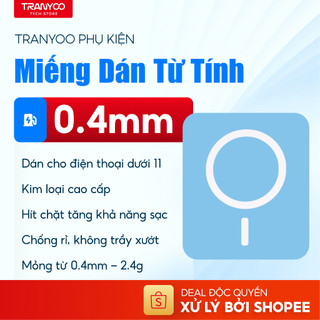  Miếng Dán Sạc Không Dây TRANYOO Chất Liệu Kim Loại Tăng Cường Lực Hút Từ Tính Cho Điện Thoại 