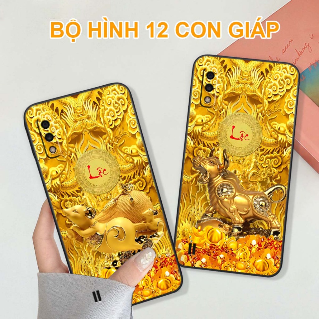 Ốp lưng Samsung A02 / A01 / M01 / M02 hình 12 Con Giáp tài lộc,túi thần tài 3D