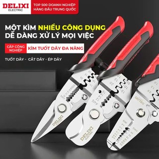  Kéo Tuốt Dây Điện Đa Năng 3in1  Dây Cos Đa Năng Delixi Kết Hợp Uốn Cắt Bấm Tách Dây Điện 