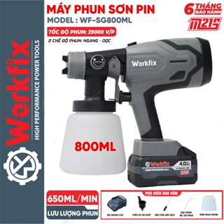  Máy phun sơn pin WORKFIX WF-SG800ML 650ml p Bình 800ml 2 kiểu phun 